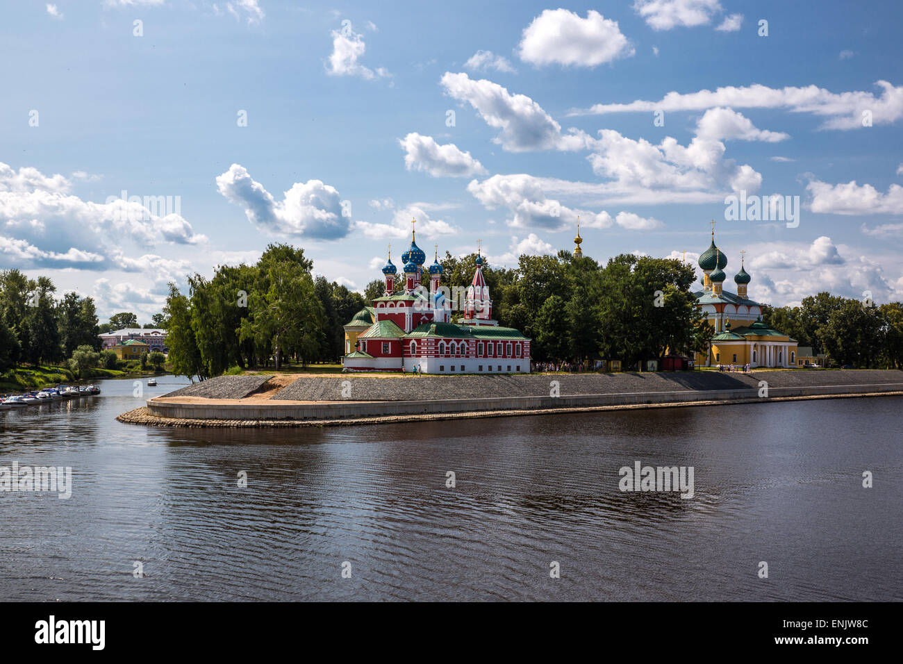 Russia, Uglitsch, urban landscape with the beautifull churchs on the Volga river Stock Photo