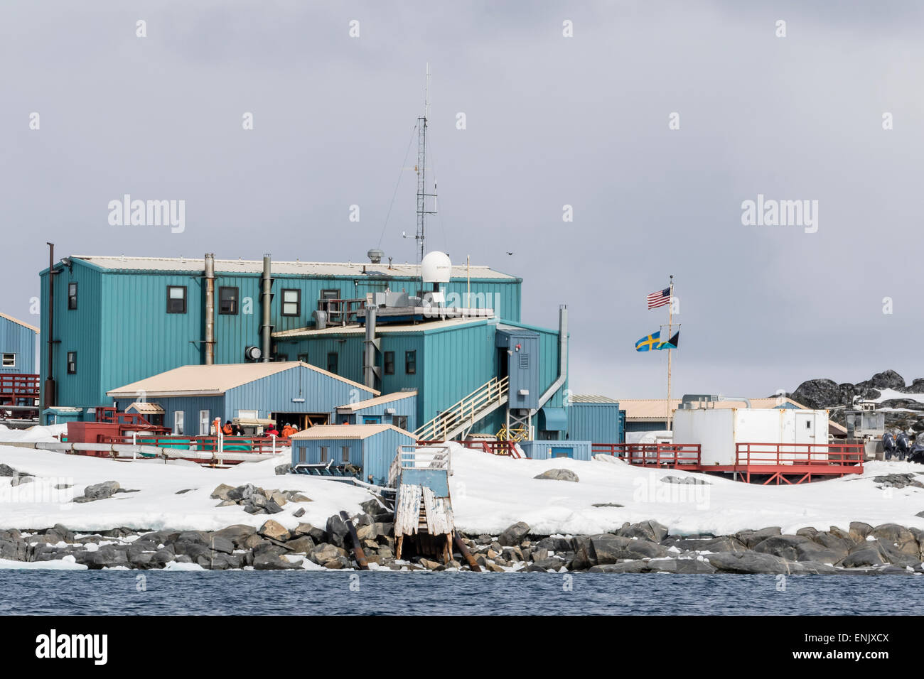 The United States Antarctic Research base at Palmer Station, Antarctica, Polar Regions Stock Photo