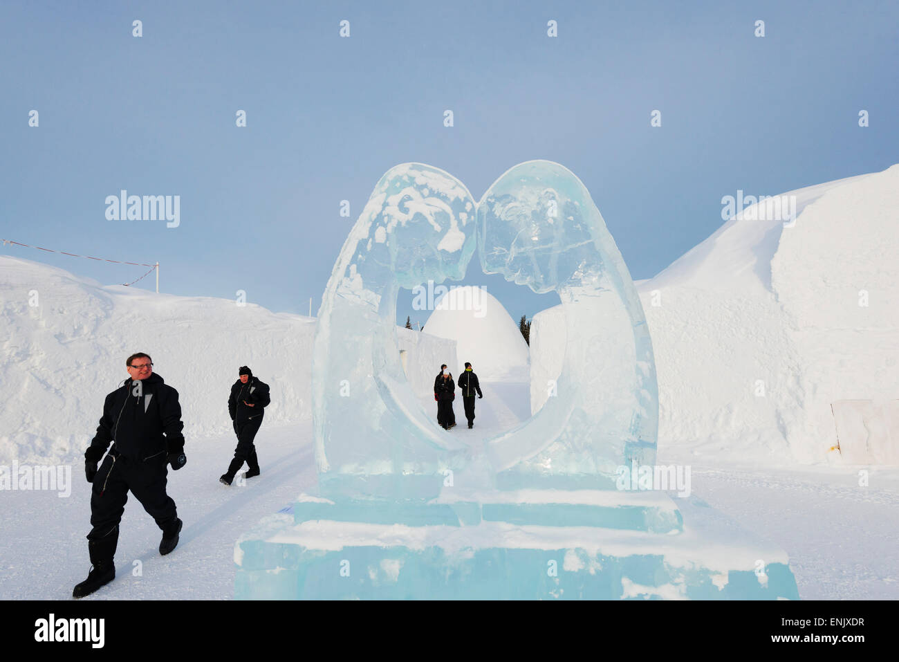 Ice sculpture, Ice Hotel, Kiruna, Lapland, Arctic Circle, Sweden, Scandinavia, Europe Stock Photo