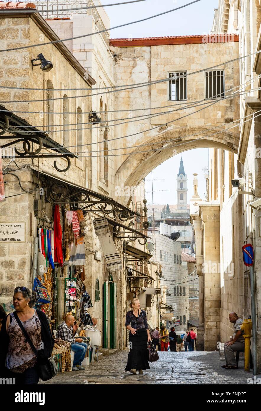 Street scene in Old City, UNESCO World Heritage Site, Jerusalem, Israel, Middle East Stock Photo