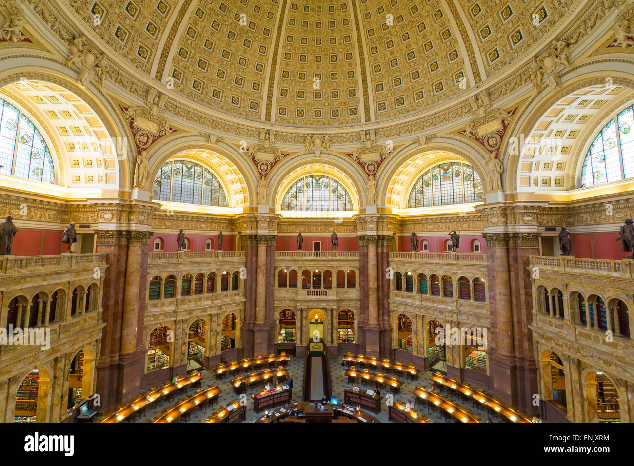 The Great Hall in the Thomas Jefferson Building, Library of Congress, Washington DC, United States of America, North America Stock Photo