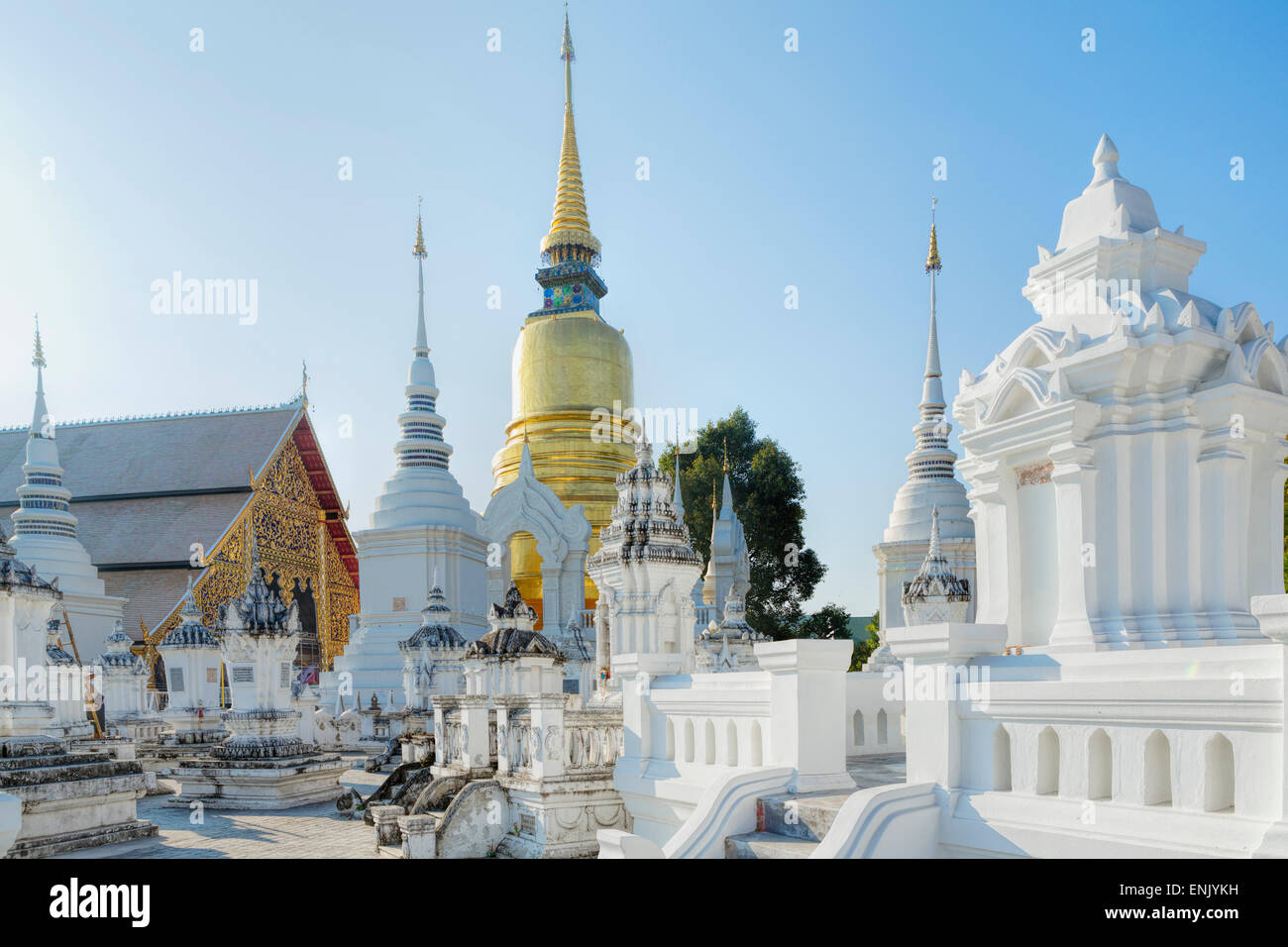 Chedis (stupas) at the temple of Wat Suan Dok, Chiang Mai, Thailand, Southeast Asia, Asia Stock Photo