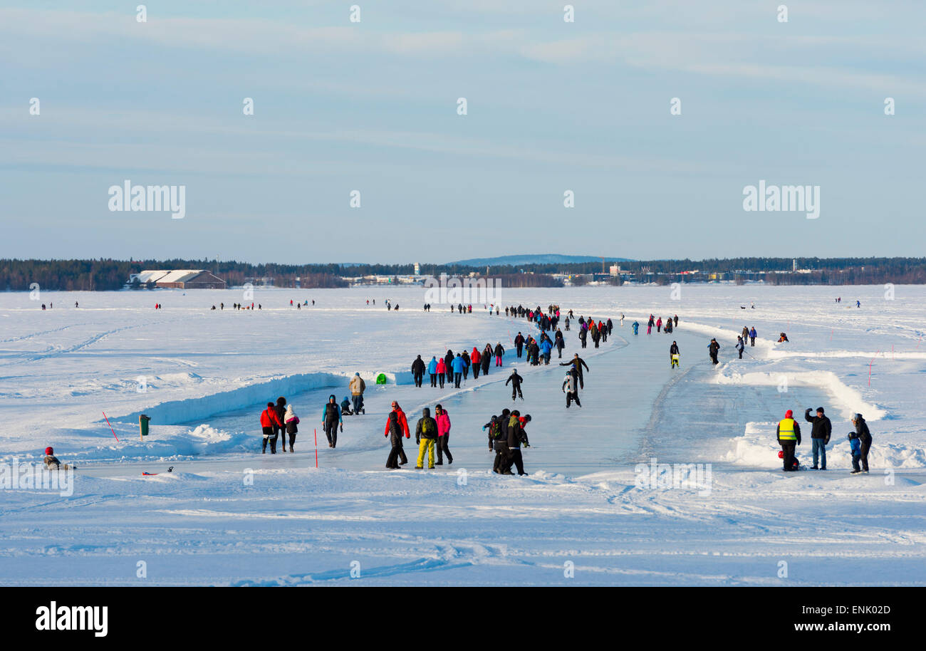 Frozen lake, Lulea, Lapland, Arctic Circle, Sweden, Scandinavia, Europe Stock Photo