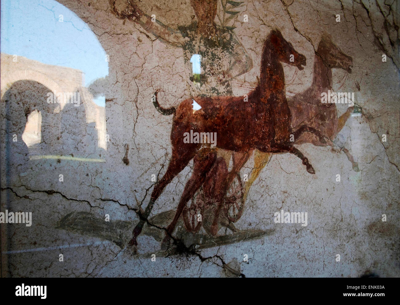 Roman chariot fresco, Ancient Ostia (Ostia Antica), Rome, Lazio, Italy, Europe Stock Photo