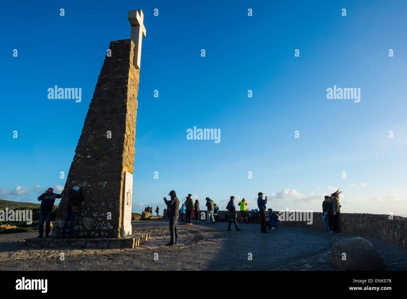 Monument at Europe's most western point, Cabo da Roca, Portugal, Europe Stock Photo