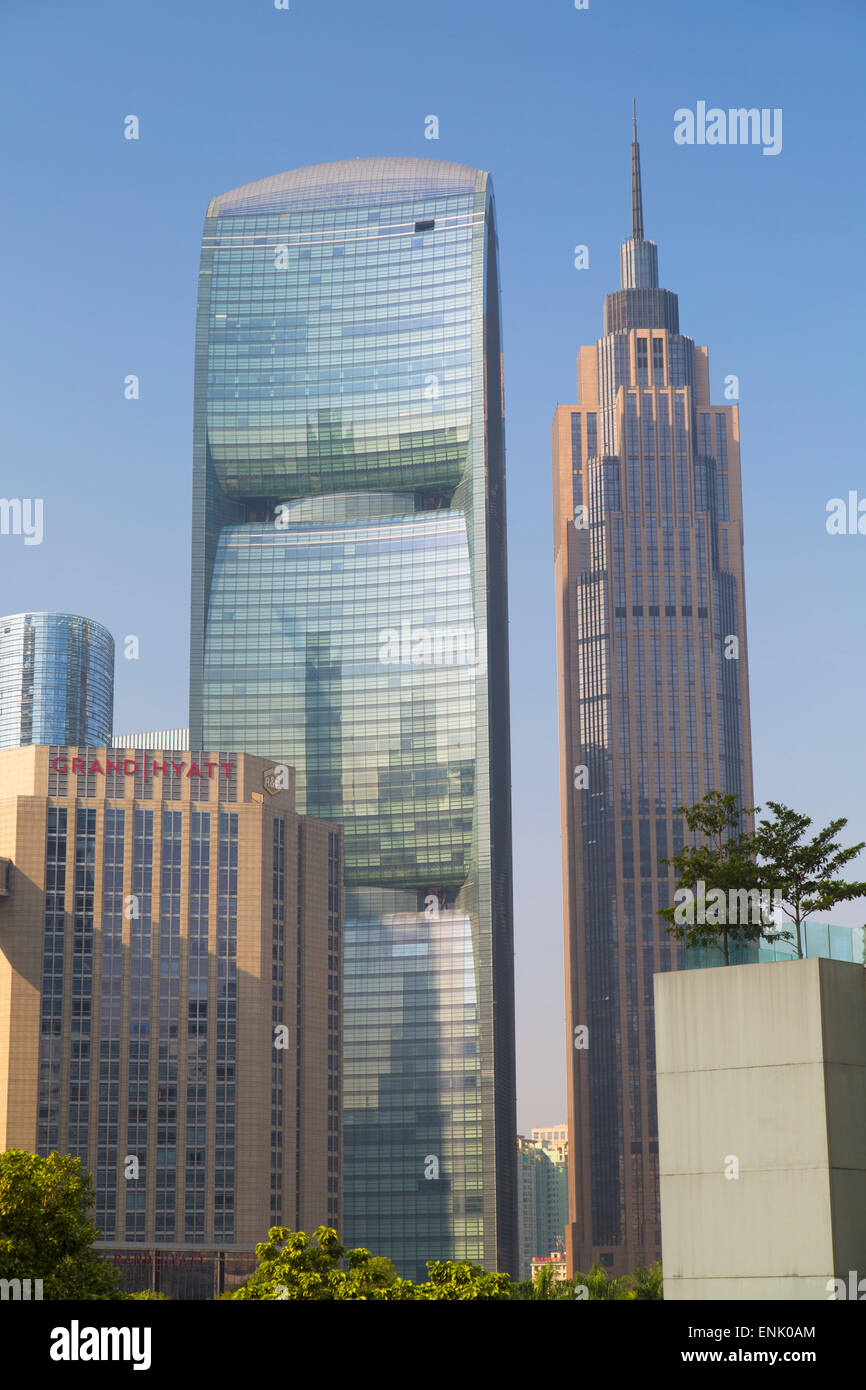 Pearl River Tower in Zhujiang New Town, Tian He, Guangzhou, Guangdong, China, Asia Stock Photo