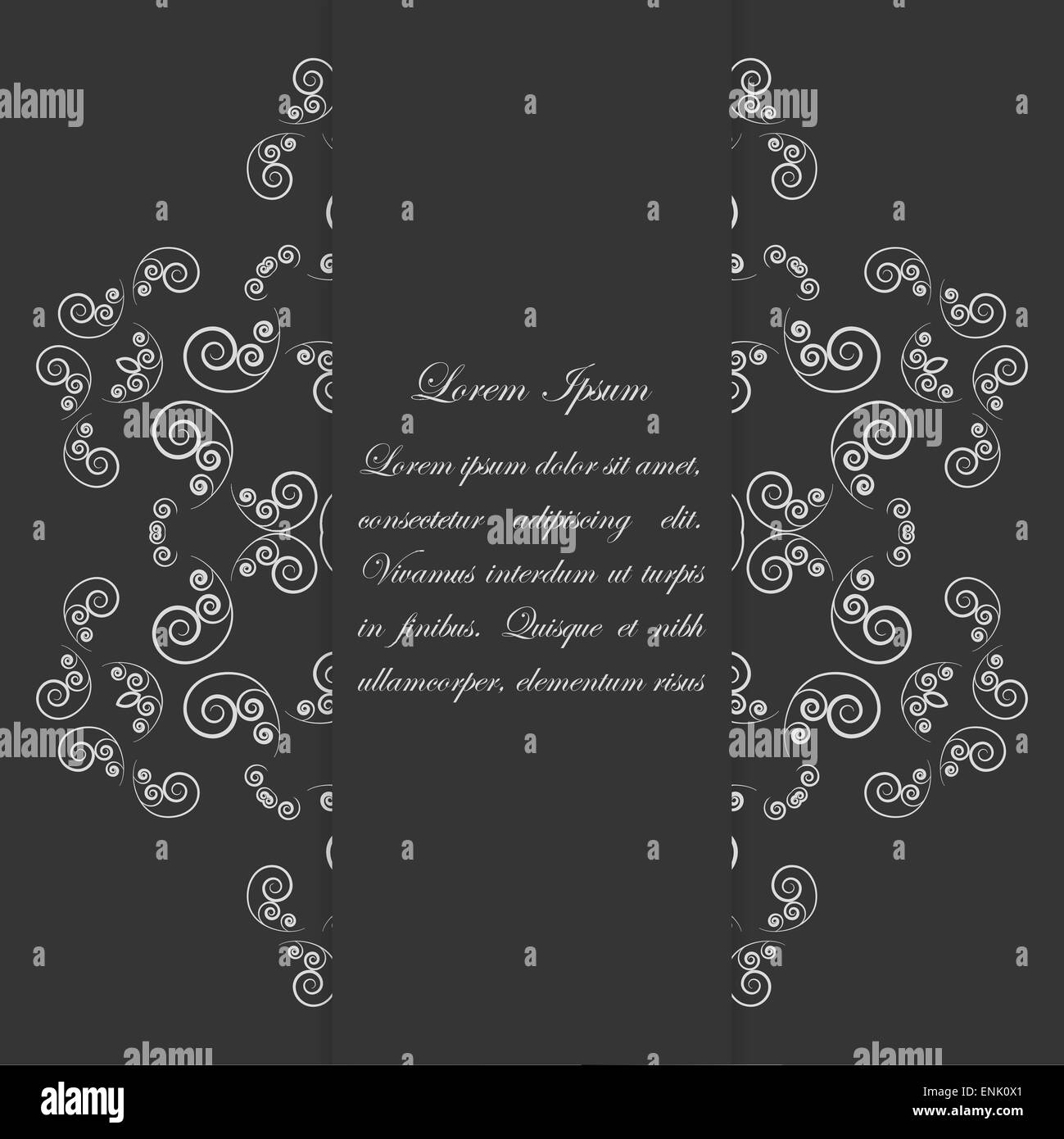 Black and white card design with ornate floral pattern Stock Photo - Alamy