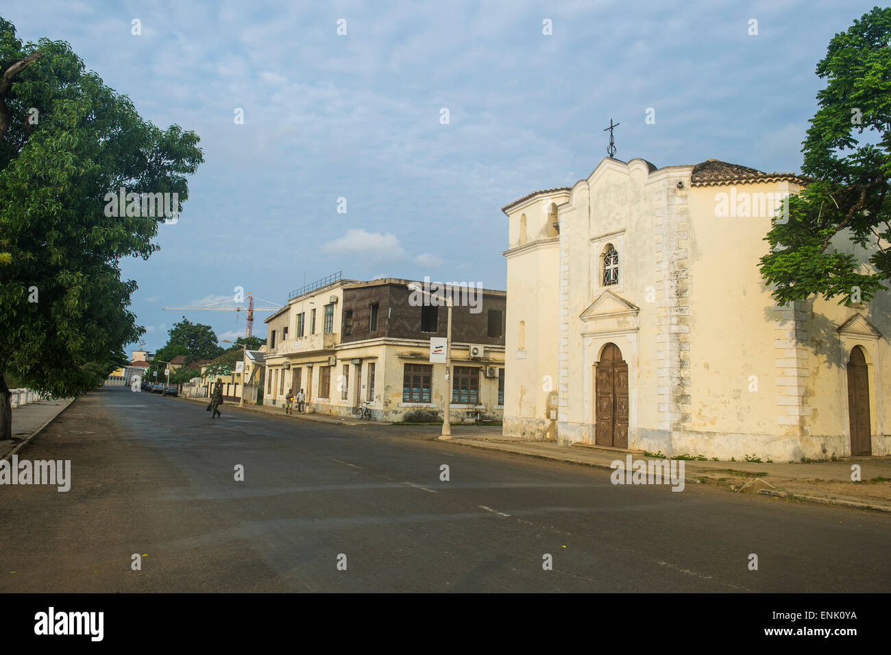 Colonial houses in the city of Sao Tome, Sao Tome and Principe, Atlantic Ocean, Africa Stock Photo