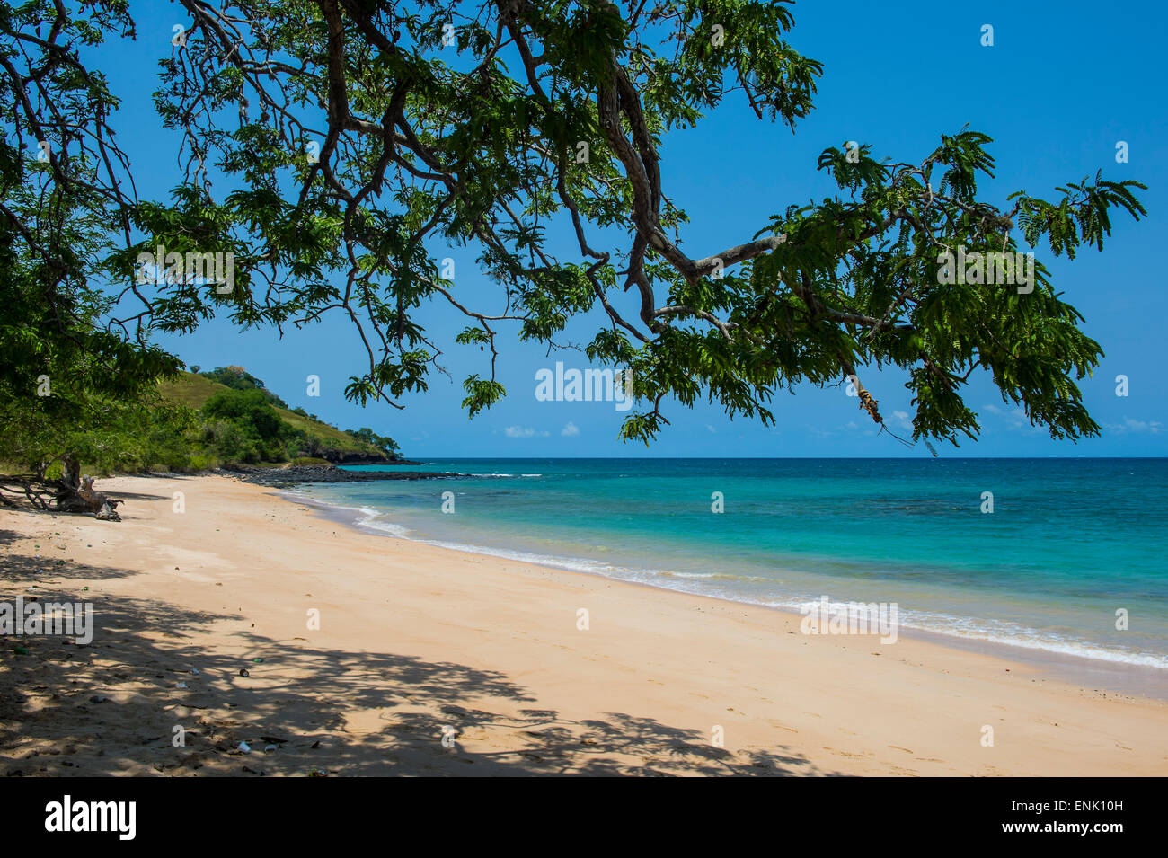 Beach Praia dos Tamarindos in northern Sao Tome, Sao Tome and Principe ...