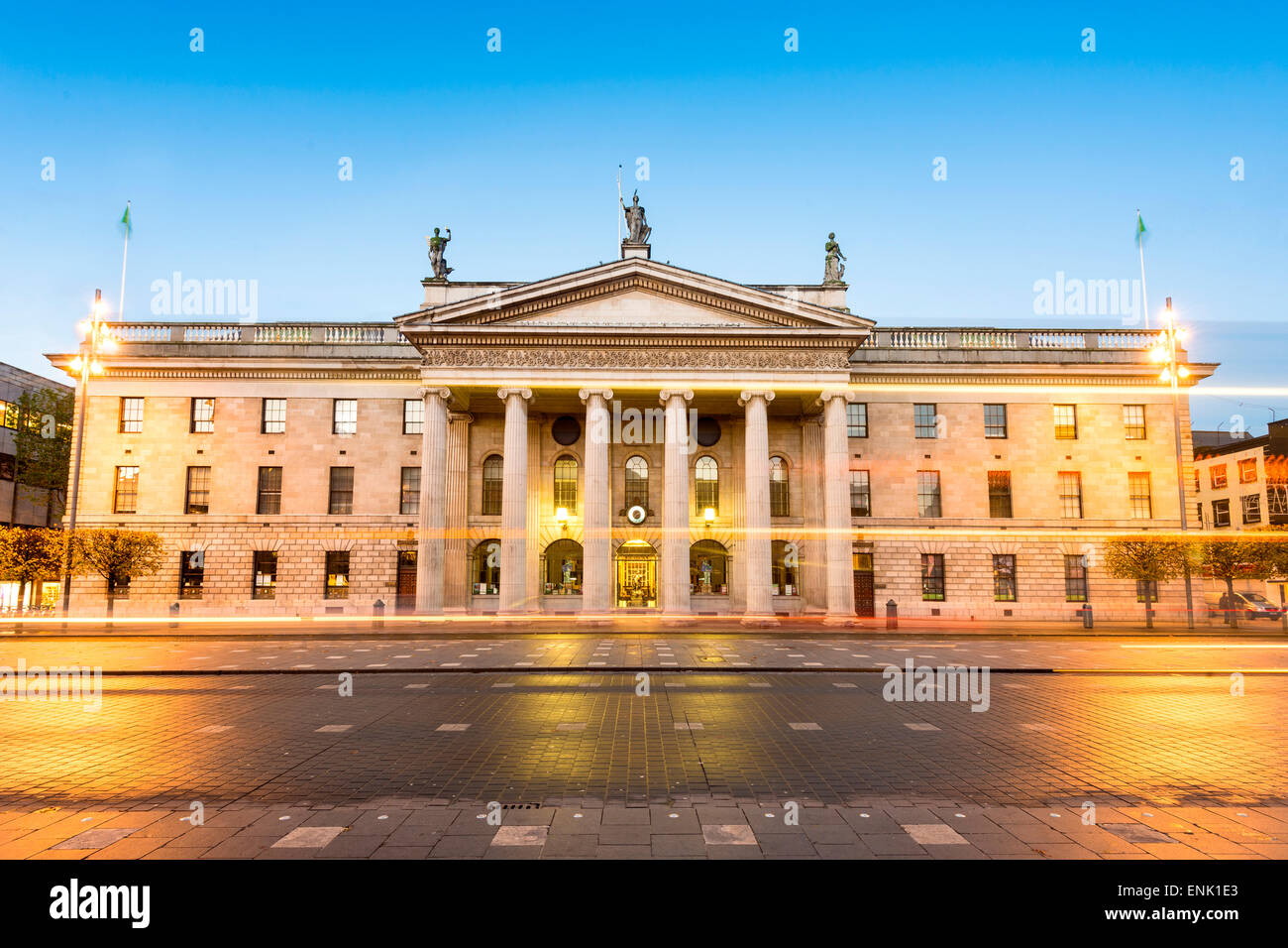 General Post Office building at dusk, Dublin, County Dublin, Republic of Ireland, Europe Stock Photo