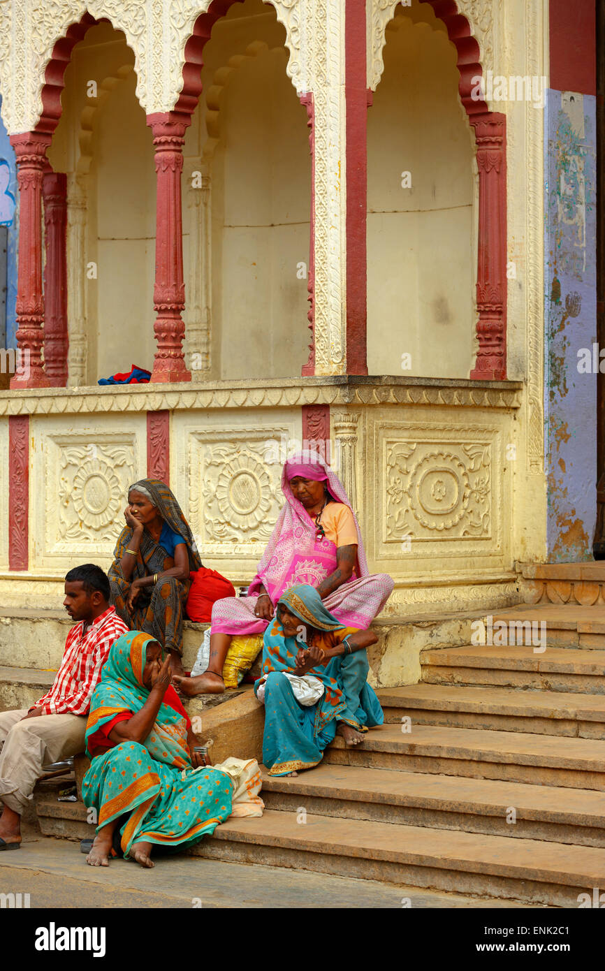 Unidentified women with their traditional dress in pushkar streets during Pushkar Mela ,Rajasthan, India Stock Photo