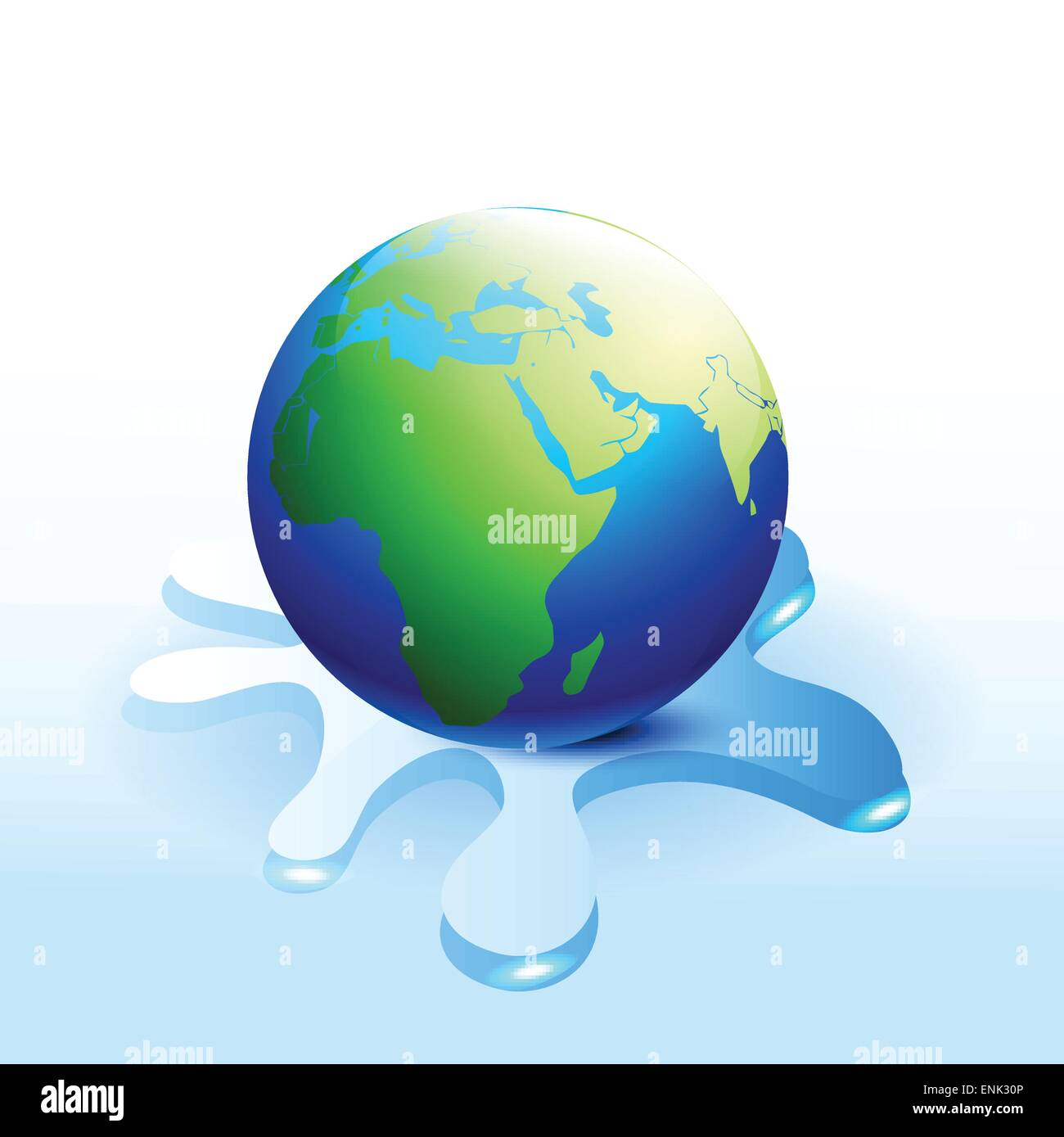 vector earth placed on melting water Stock Vector