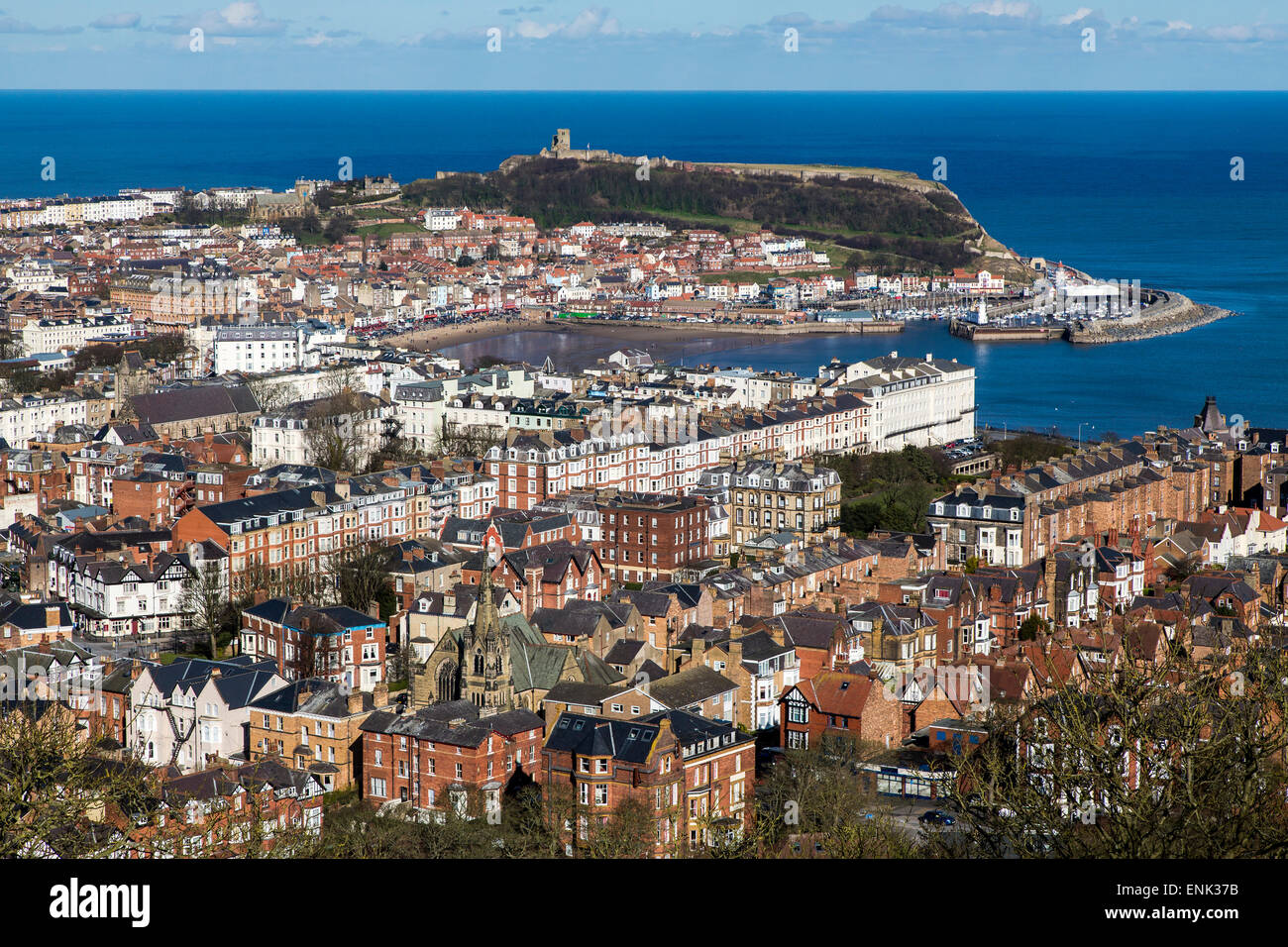 Scarborough Yorkshire the view from Olivers Mount Stock Photo