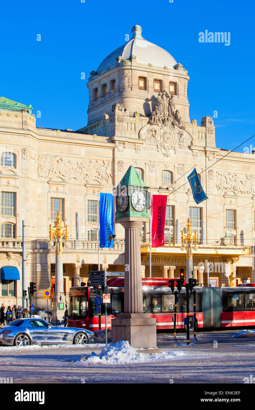 Sweden, Stockholm - Royal Dramatic Theatre and city traffic Stock Photo