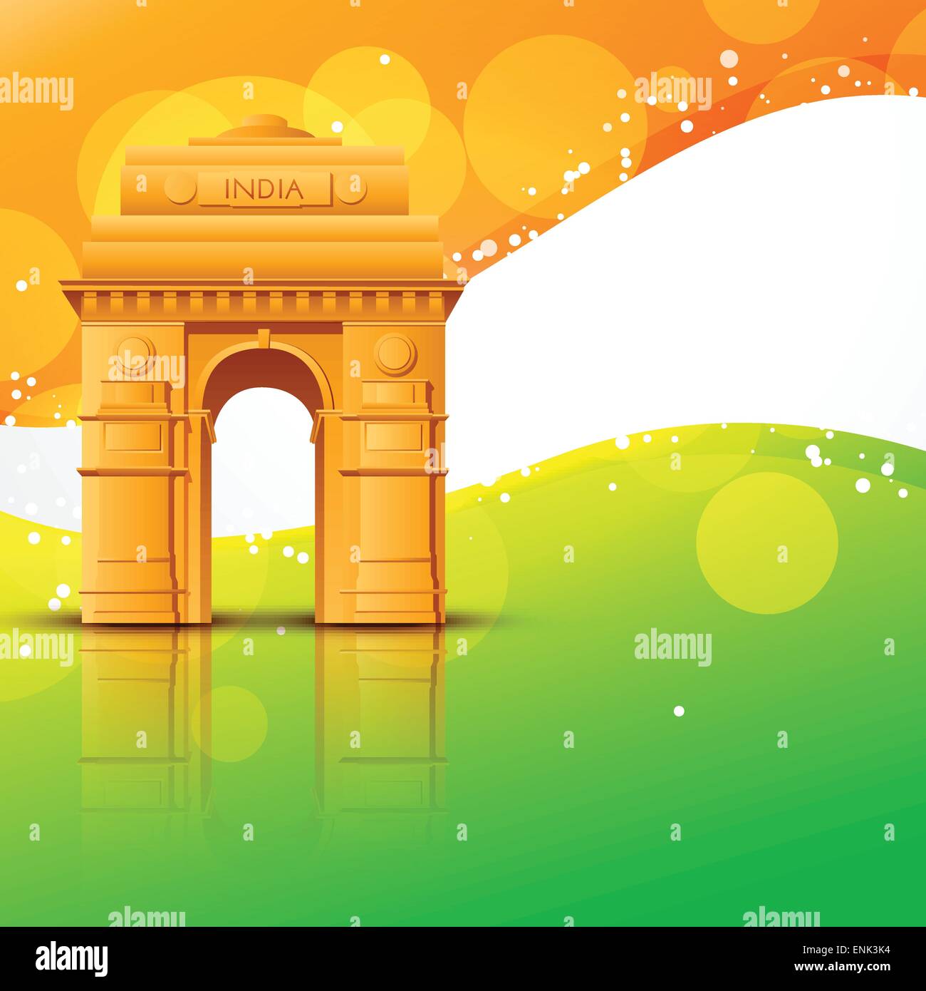 vector india gate with indian flag design Stock Vector