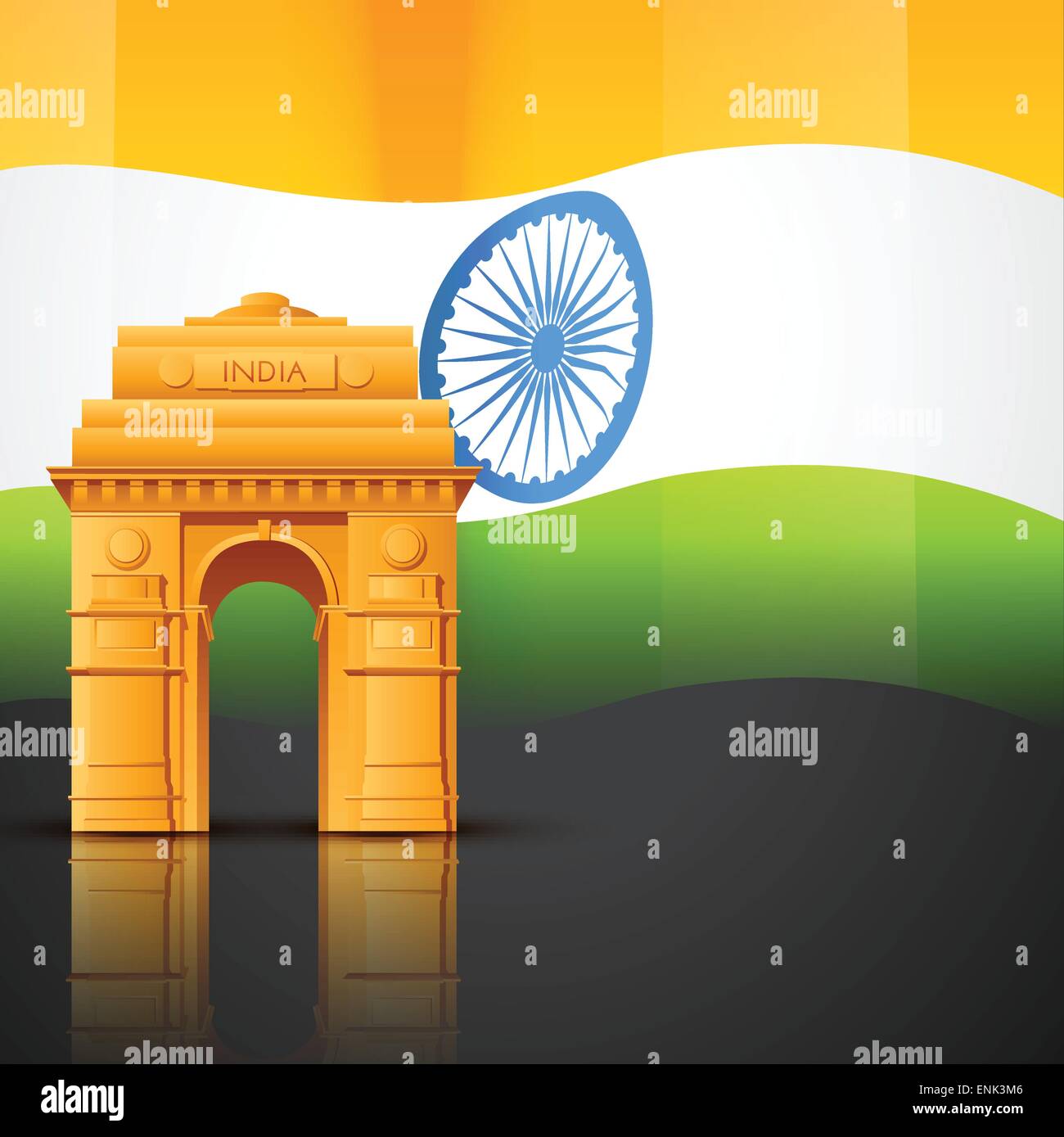 creative indian flag vector with india gate Stock Vector