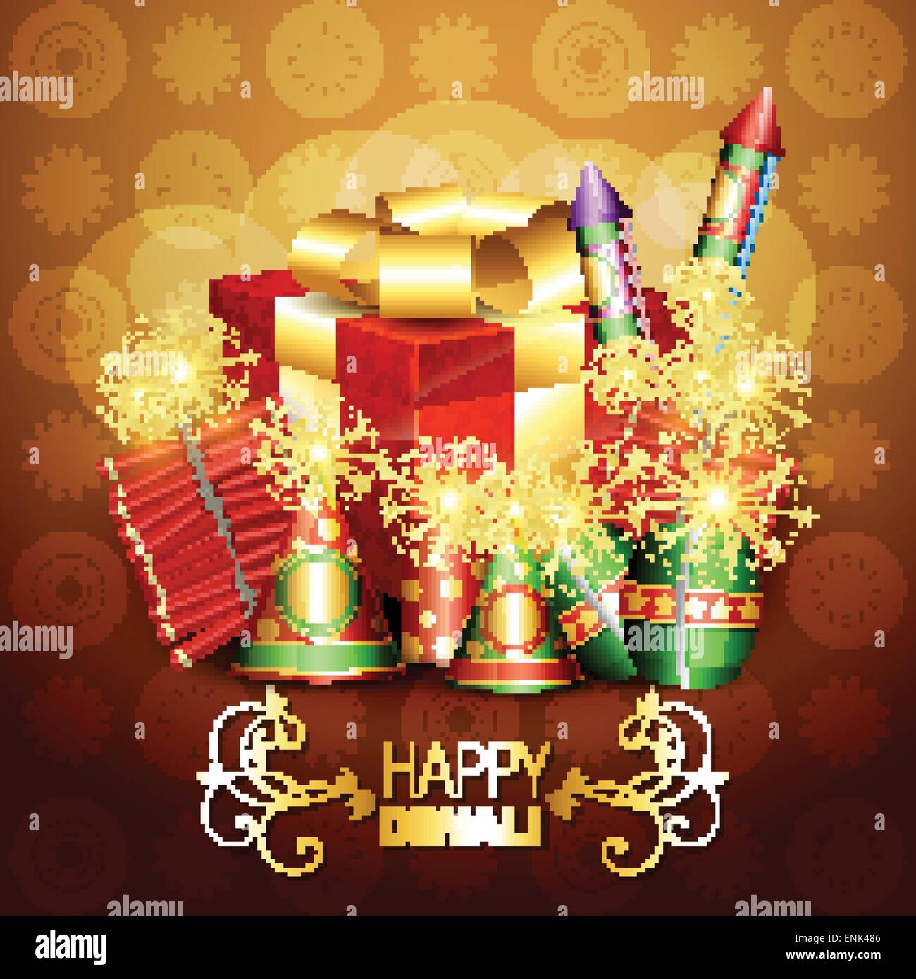 beautiful diwali crackers background design illustration Stock Vector