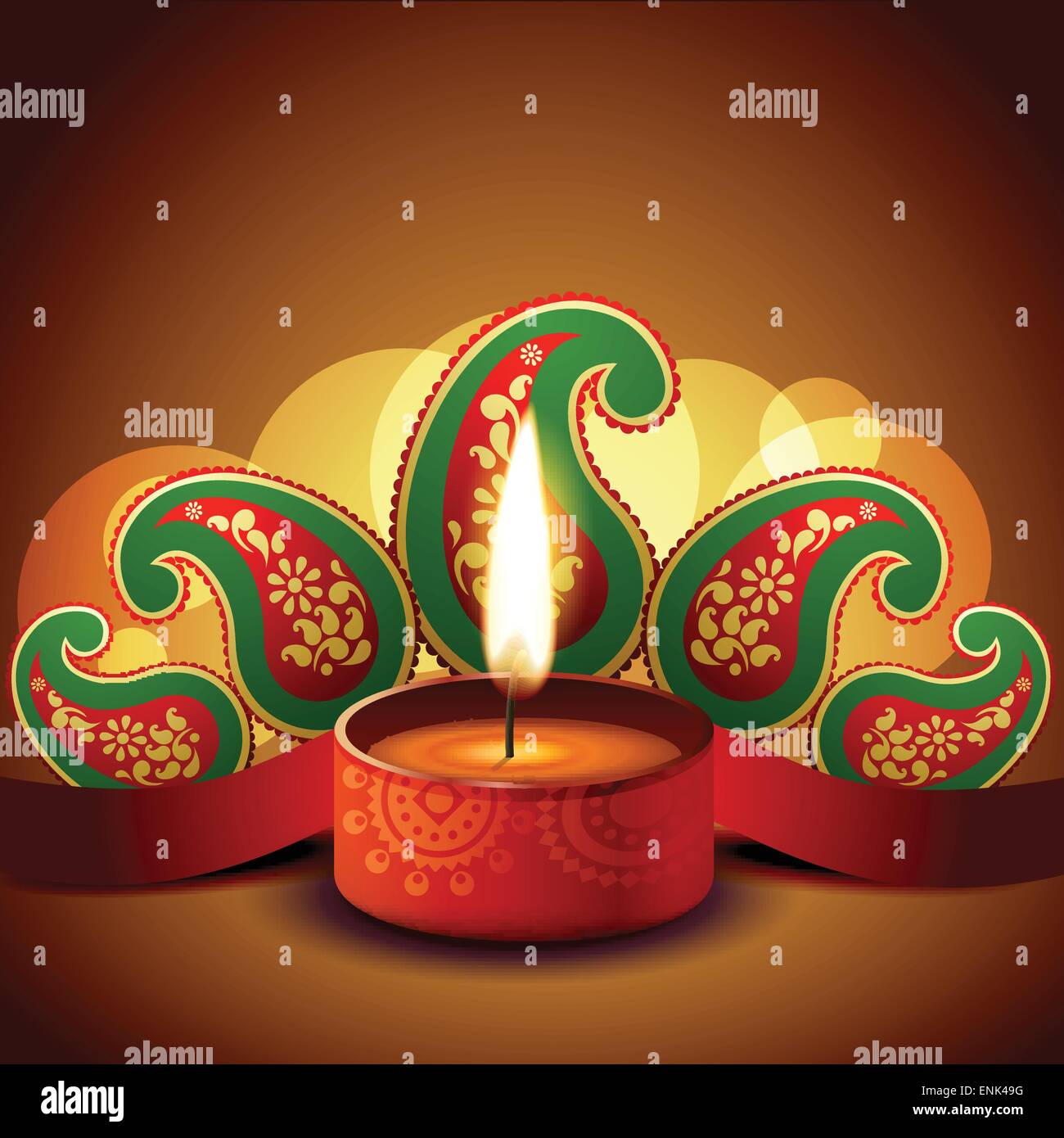 beautiful diwali diya on artistic background Stock Vector Image ...