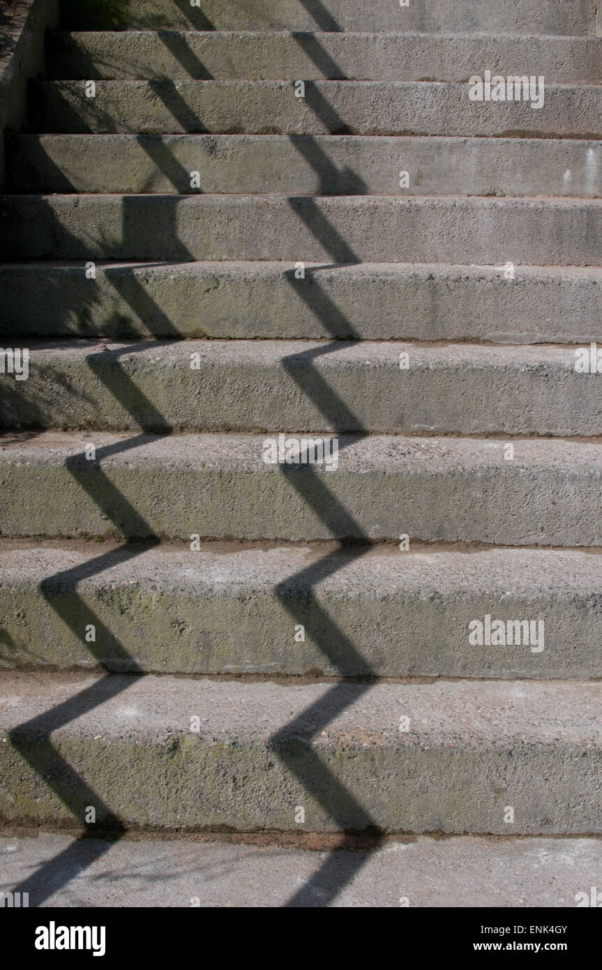 shadows on public stone steps Stock Photo