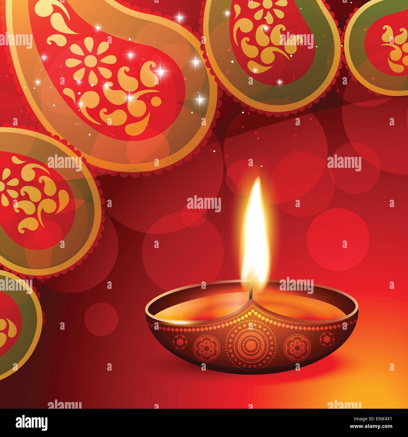 beautiful diwali diya on artistic background Stock Vector Image ...