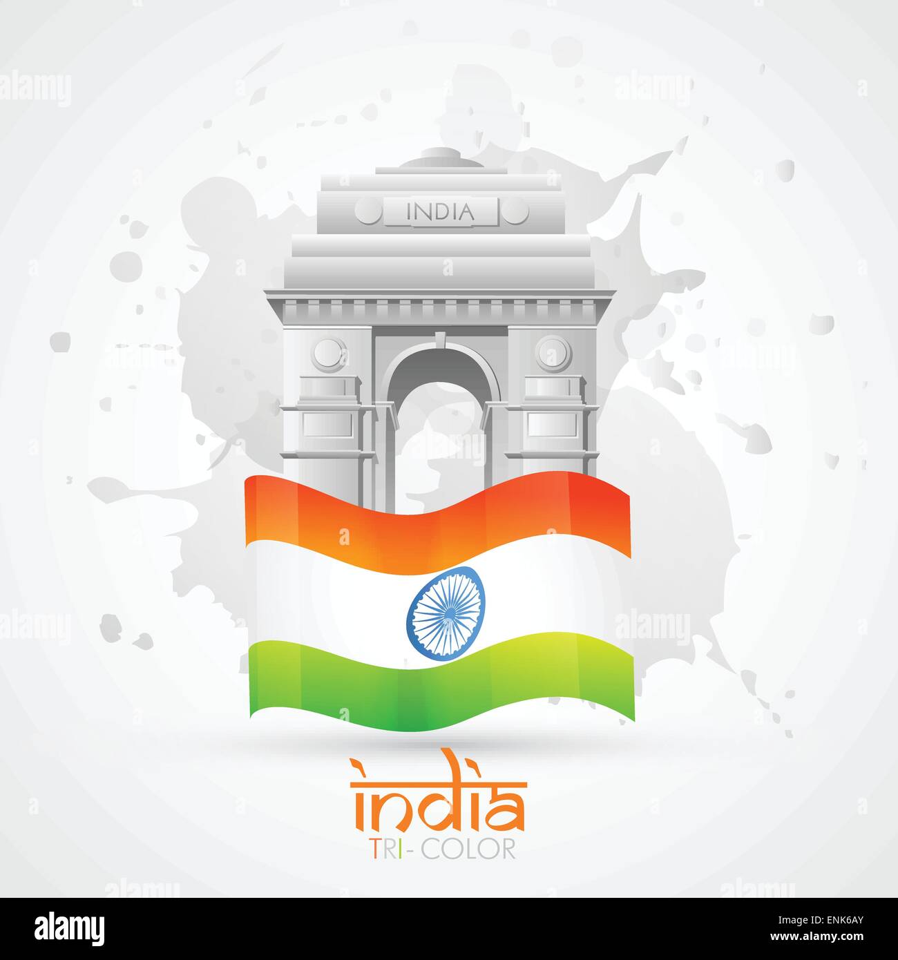 vector india gate with indian flag Stock Vector