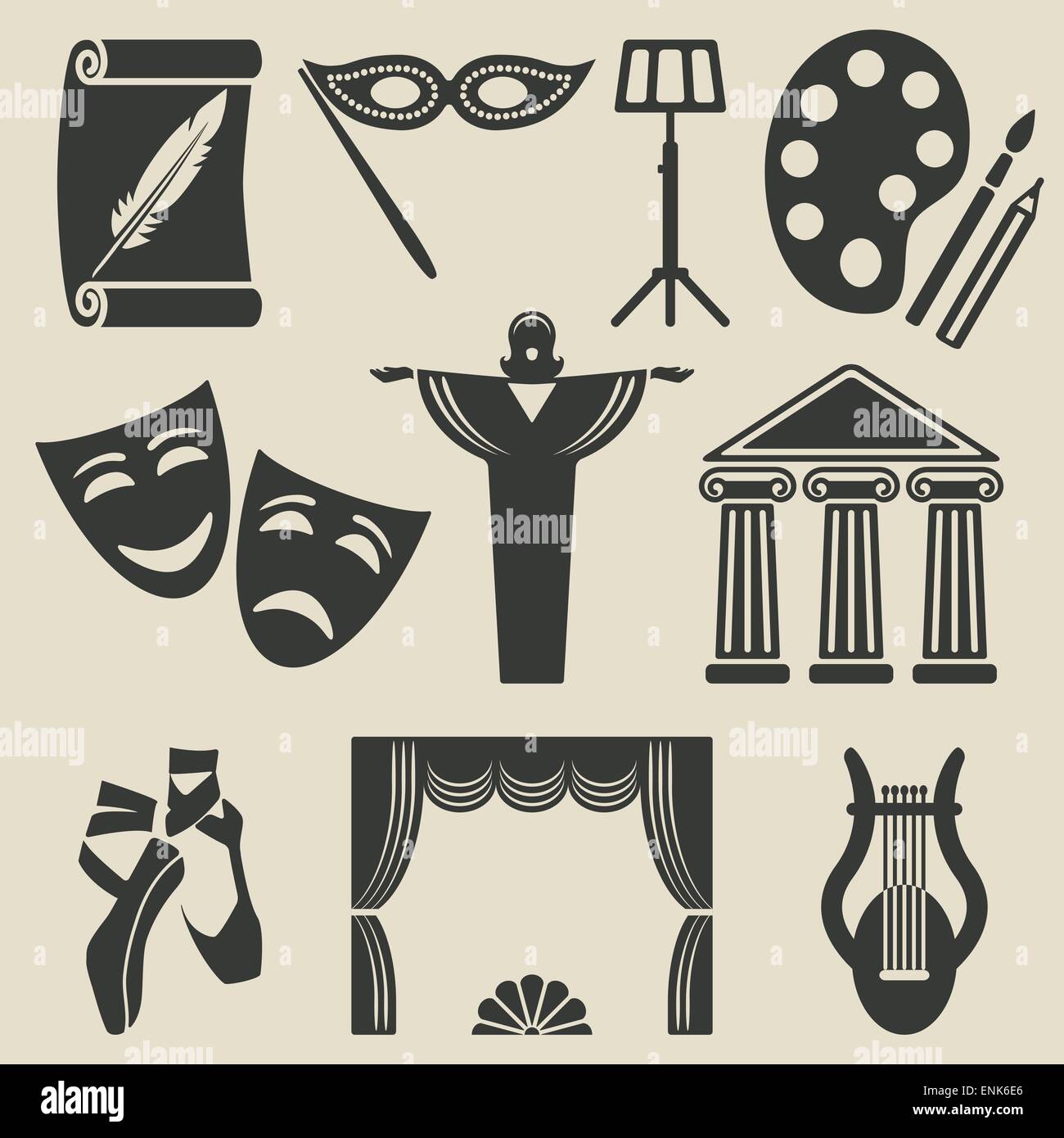 art theater icons set - vector illustration. eps 8 Stock Vector