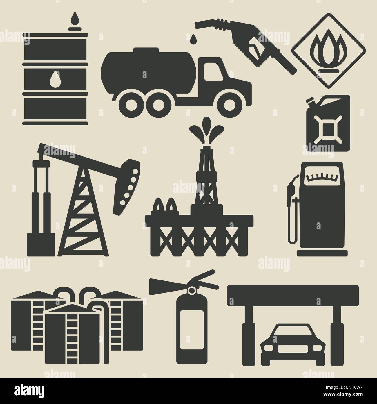 oil production industry icons set - vector illustration. eps 8 Stock Vector