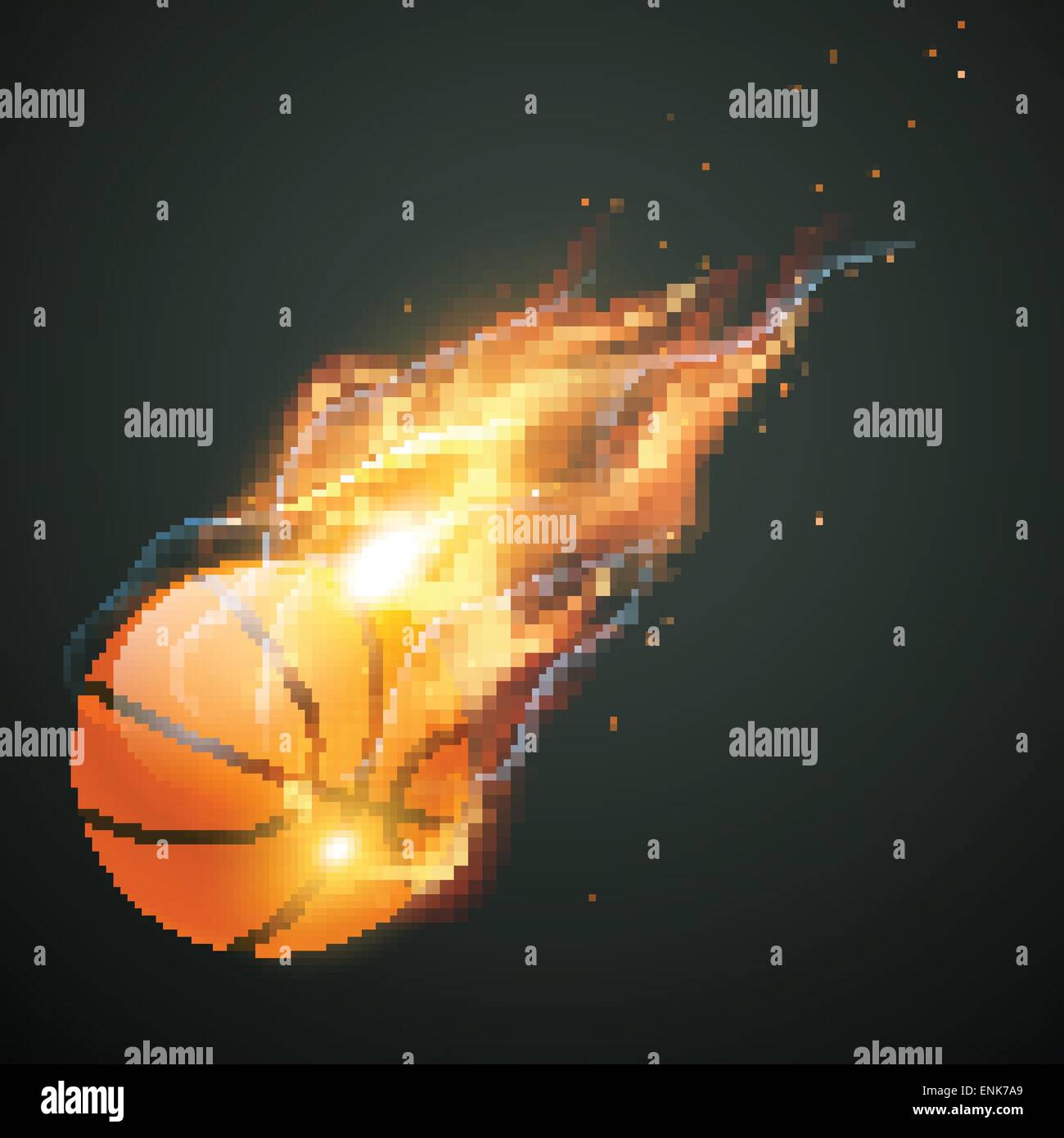 vector burning basketball illustration Stock Vector