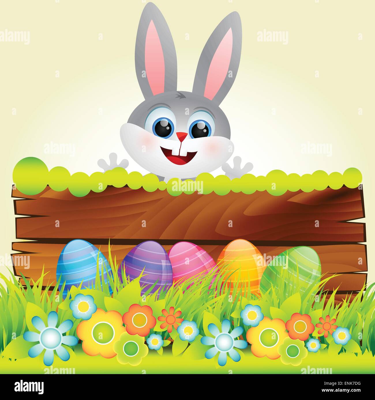 cute rabbit in with easter eggs Stock Vector Image & Art - Alamy