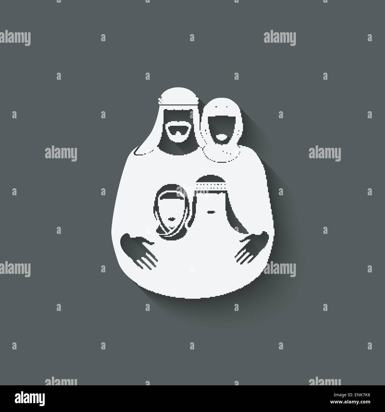 Muslim family. Parents with children - vector illustration. eps 10 Stock Vector