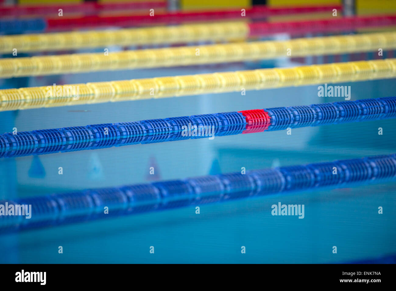 Indoor swimming pool lanes Stock Photo