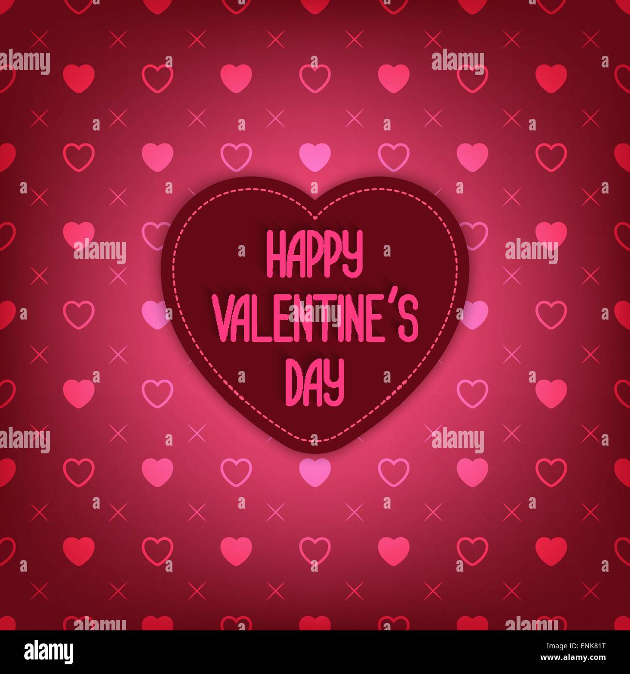 Valentine Day card. Red background with heart seamless pattern - vector ...