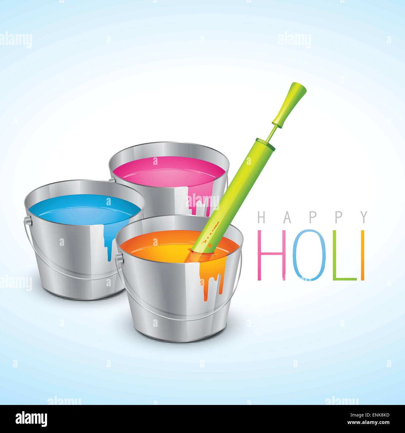 Vector Illustration Of Colorful Holi Festival Bucket With Colors And