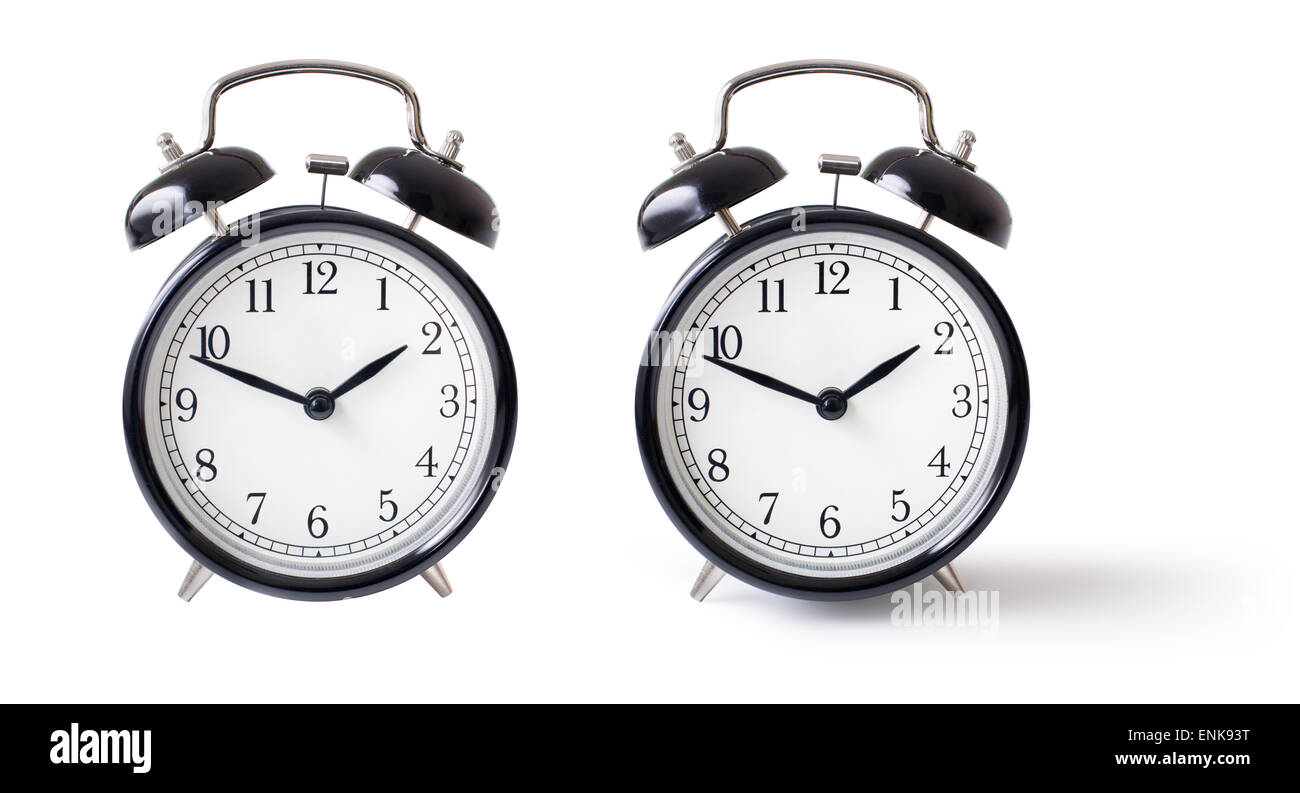 Alarm clock set isolated with clipping path included Stock Photo