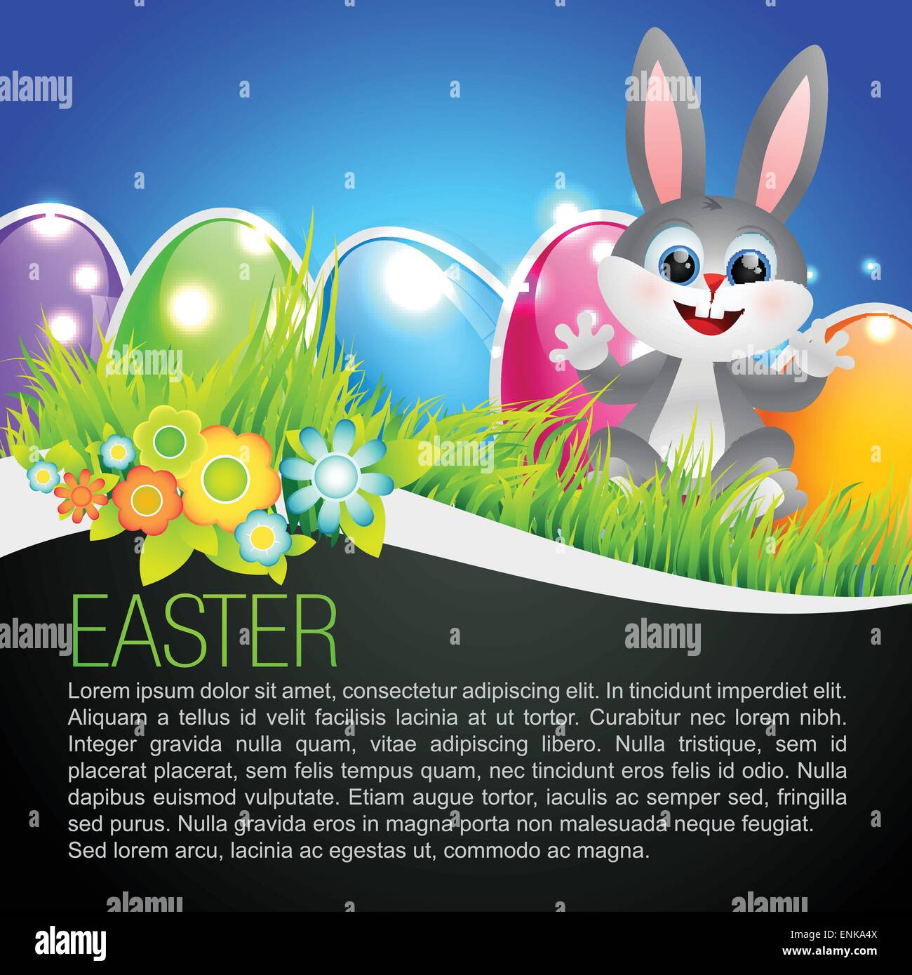 vector cute rabbit easter background Stock Vector Image & Art - Alamy
