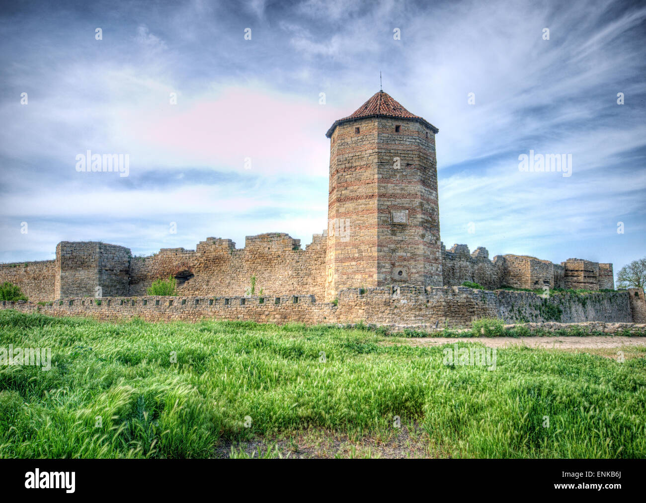 Citadel on the Dniester estuary. Old fortress in town Bilhorod-Dnistrovski, Odessa region. The South of Ukraine Stock Photo