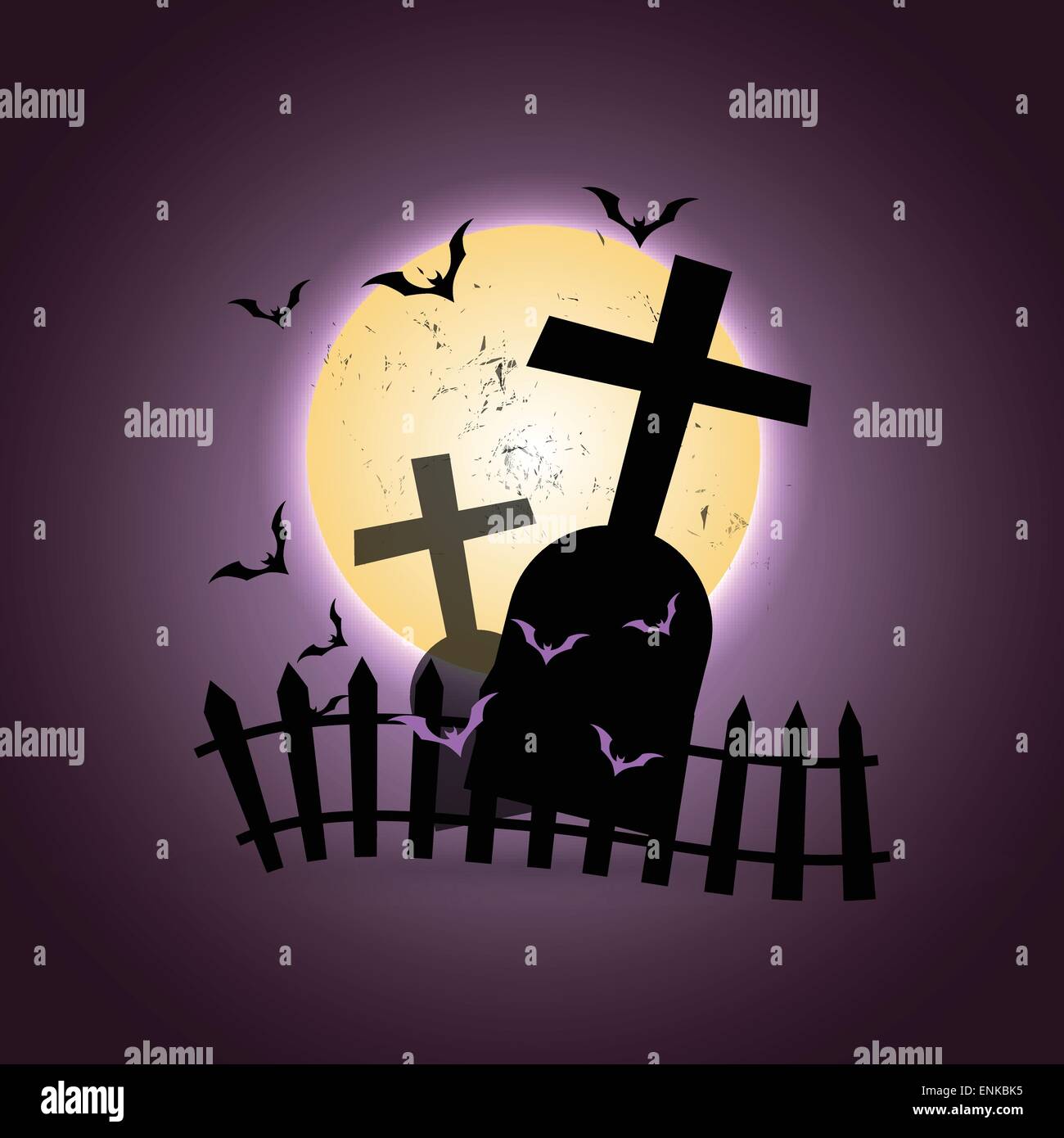 halloween grave illustration with flying bats Stock Vector Image & Art ...