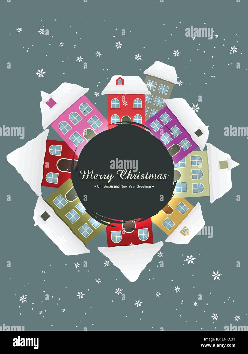 vector christmas winter houses covered with snow Stock Vector Image ...