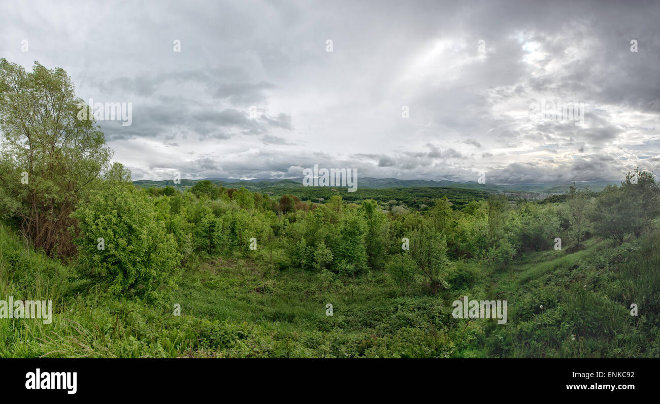 Spring landscape with Russian Caucasus green mountains Stock Photo - Alamy