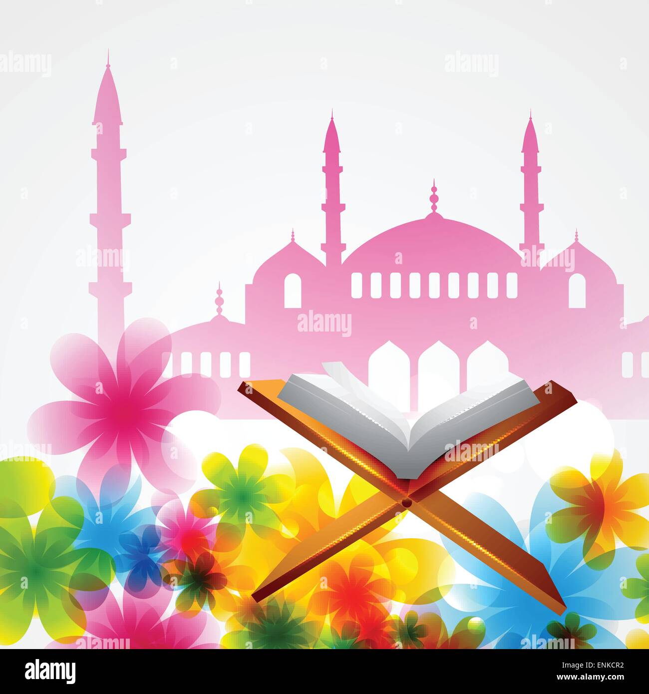 beautiful background of mosque with book of quran Stock Vector ...