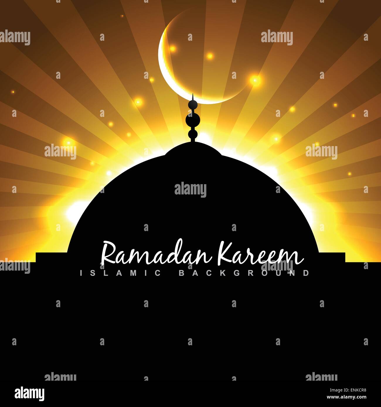 beautiful mosque with moon on golden sky background Stock Vector Image ...