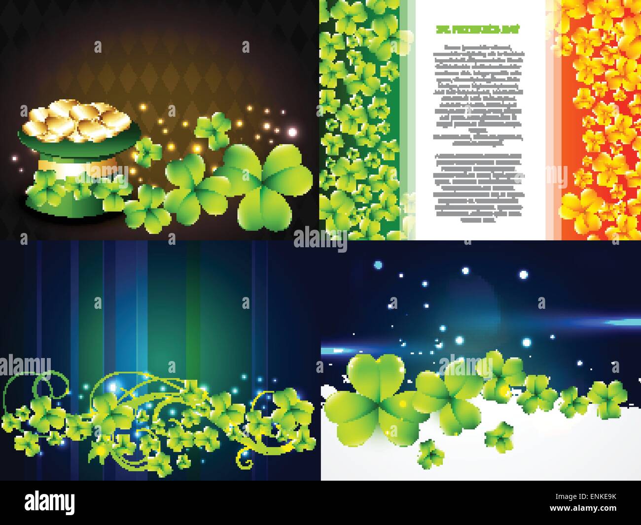 vector set of saint patrick's day background with gold coins in hat and ...