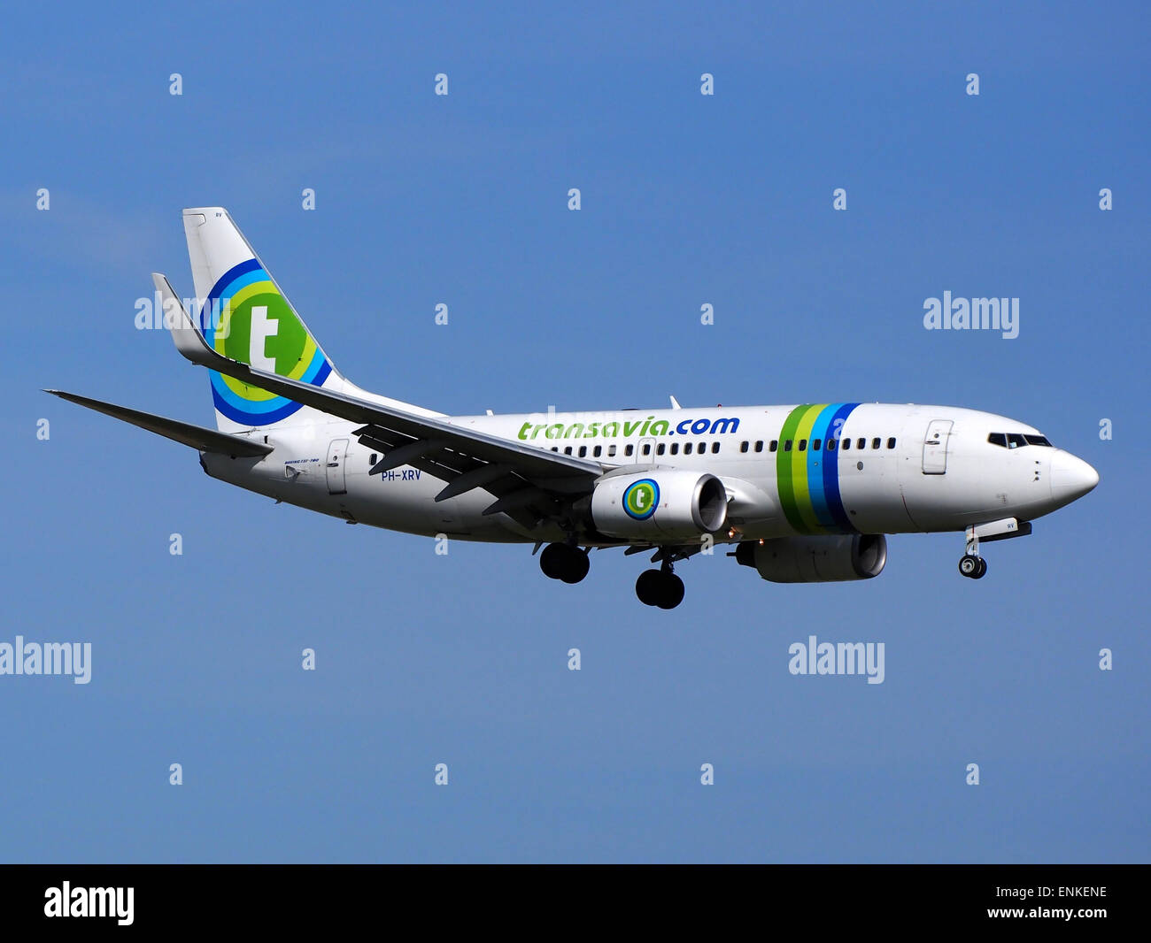 PH-XRV Transavia Boeing 737-7K2(WL) landing at Schiphol, Stock Photo