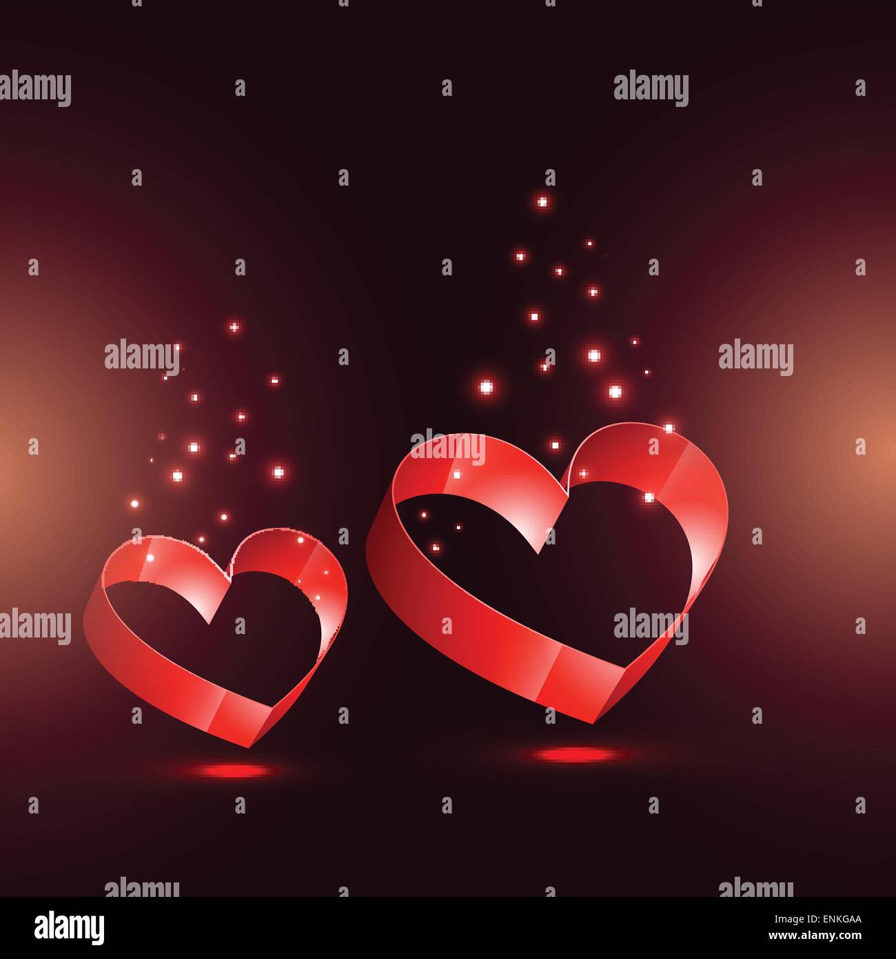 vector beautiful hearts illustration with glow effect Stock Vector