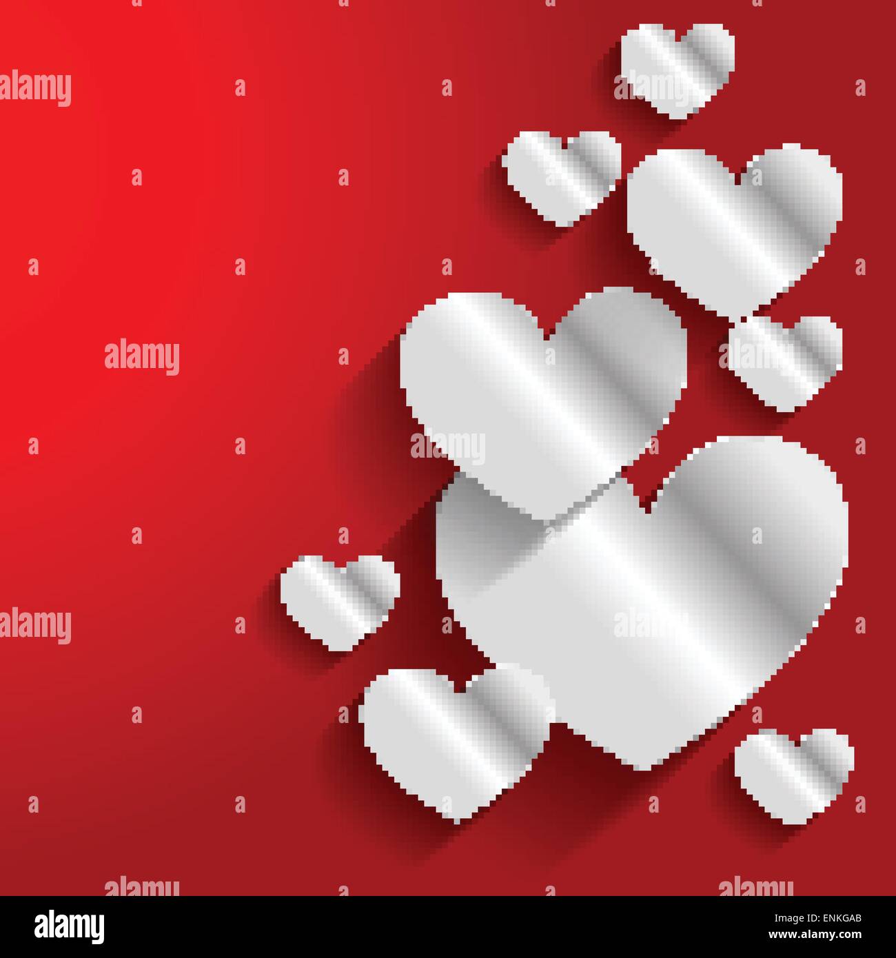vector illustration of red background with paper effect hearts Stock ...