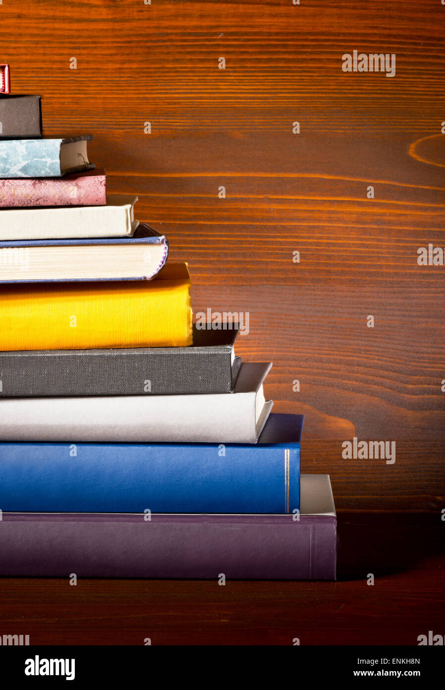 a detail of books in the bookshelf Stock Photo Alamy