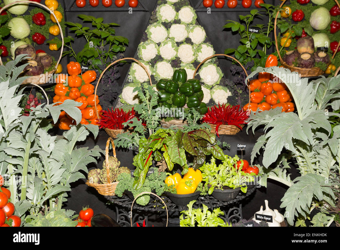 Vegetable display stand Stock Photo