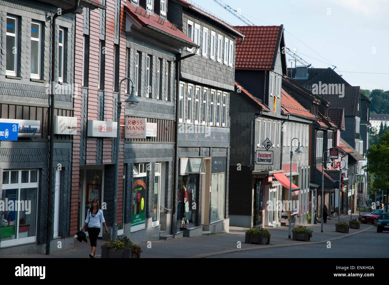 main street, ClausthalZellerfeld, Harz, Lower Saxony, Germany Stock