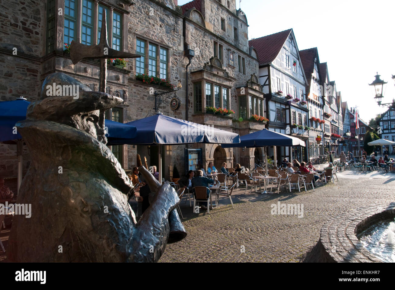 market square, historic old town, Rinteln, Weserbergland, Lower Saxony, Germany Stock Photo