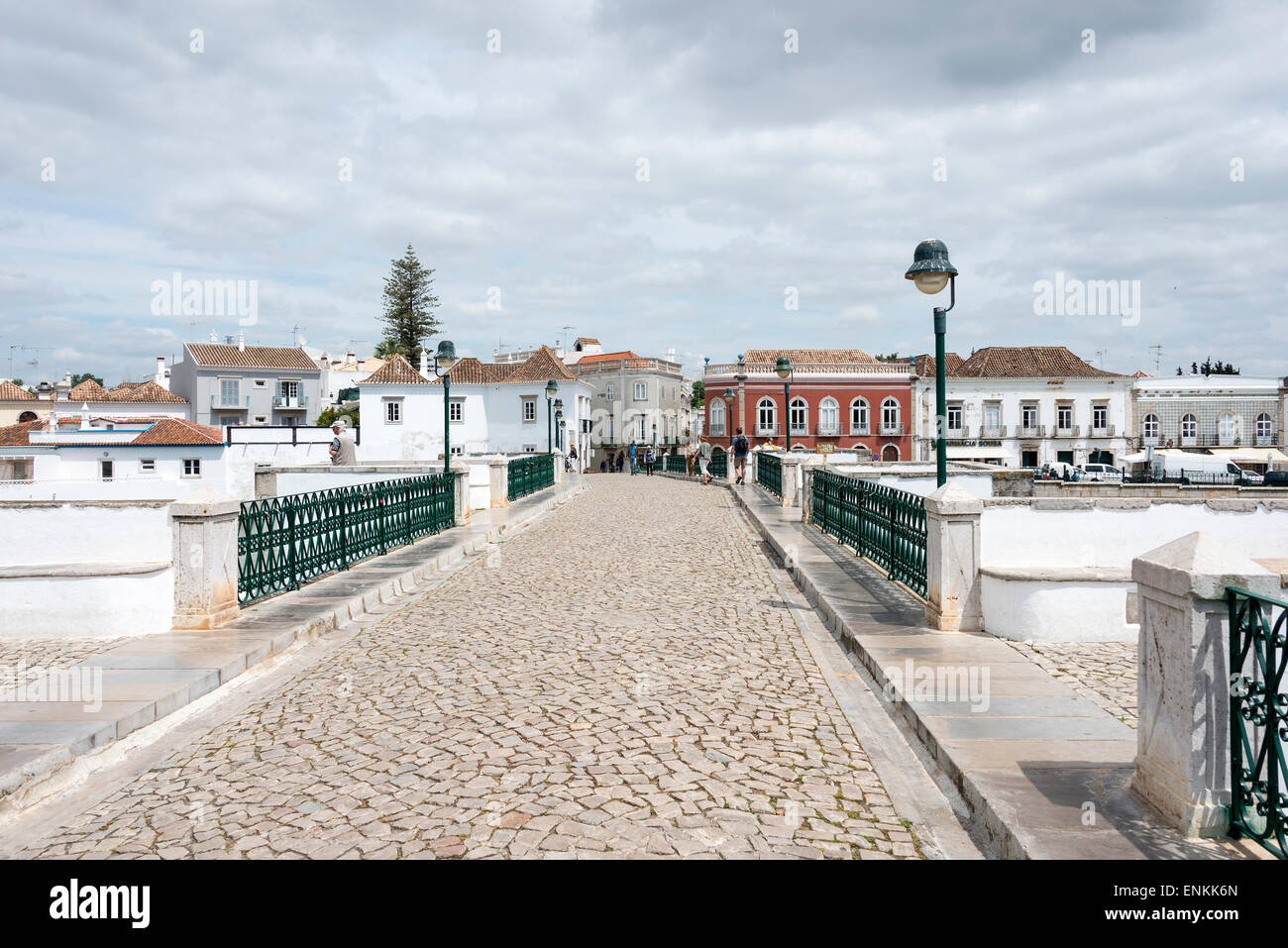 TAVIRA,PORTUGAL-APRIL17, 2015: view on the old houses and bridge of the old town Tavira in the south of Portugal on April 17 201 Stock Photo